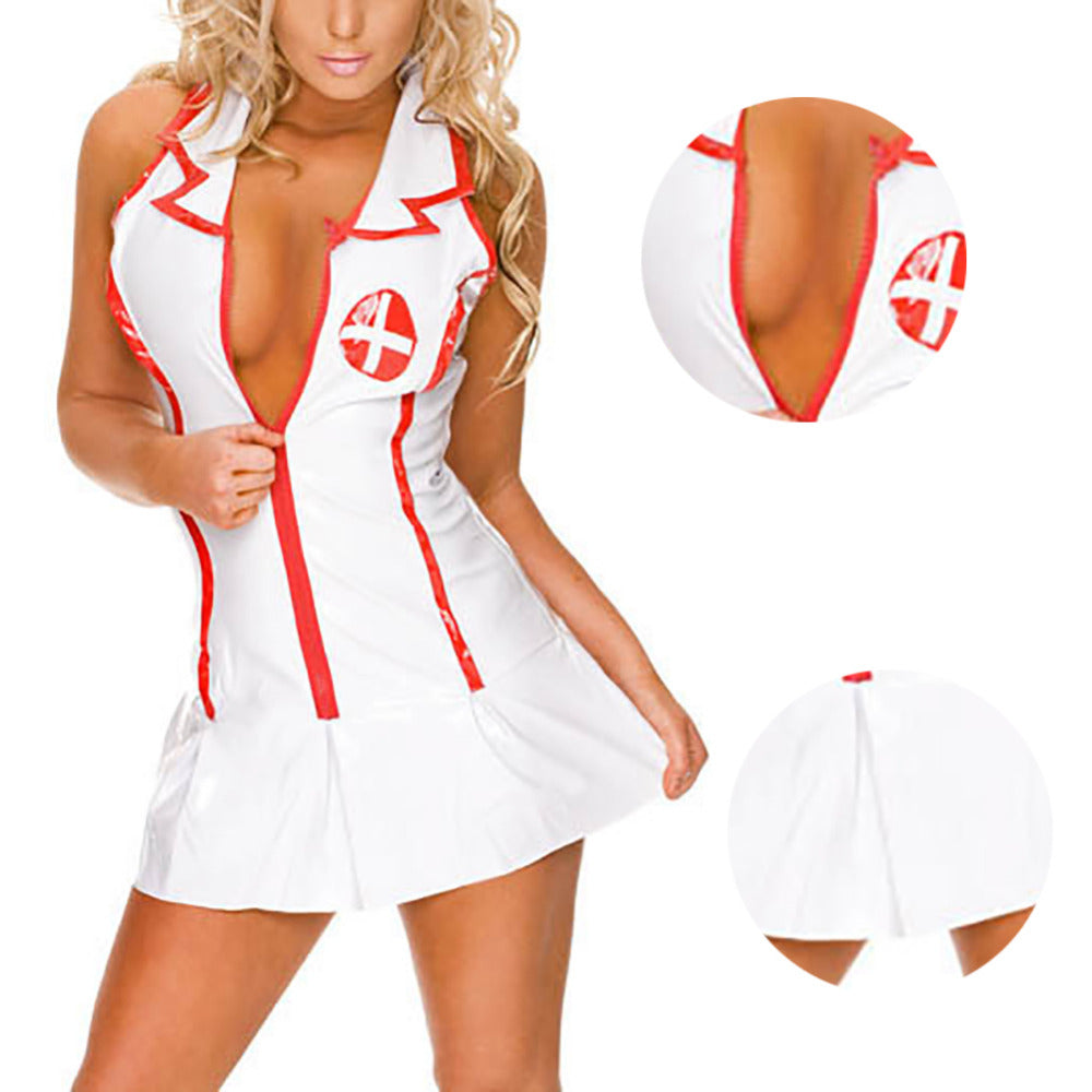 Hot Erotic Babydoll Chemises Girls Nurse Cosplay Uniform Dress Thong Hat Suit Porn Baby Doll Sexy Lingerie Maid Teddy Costume