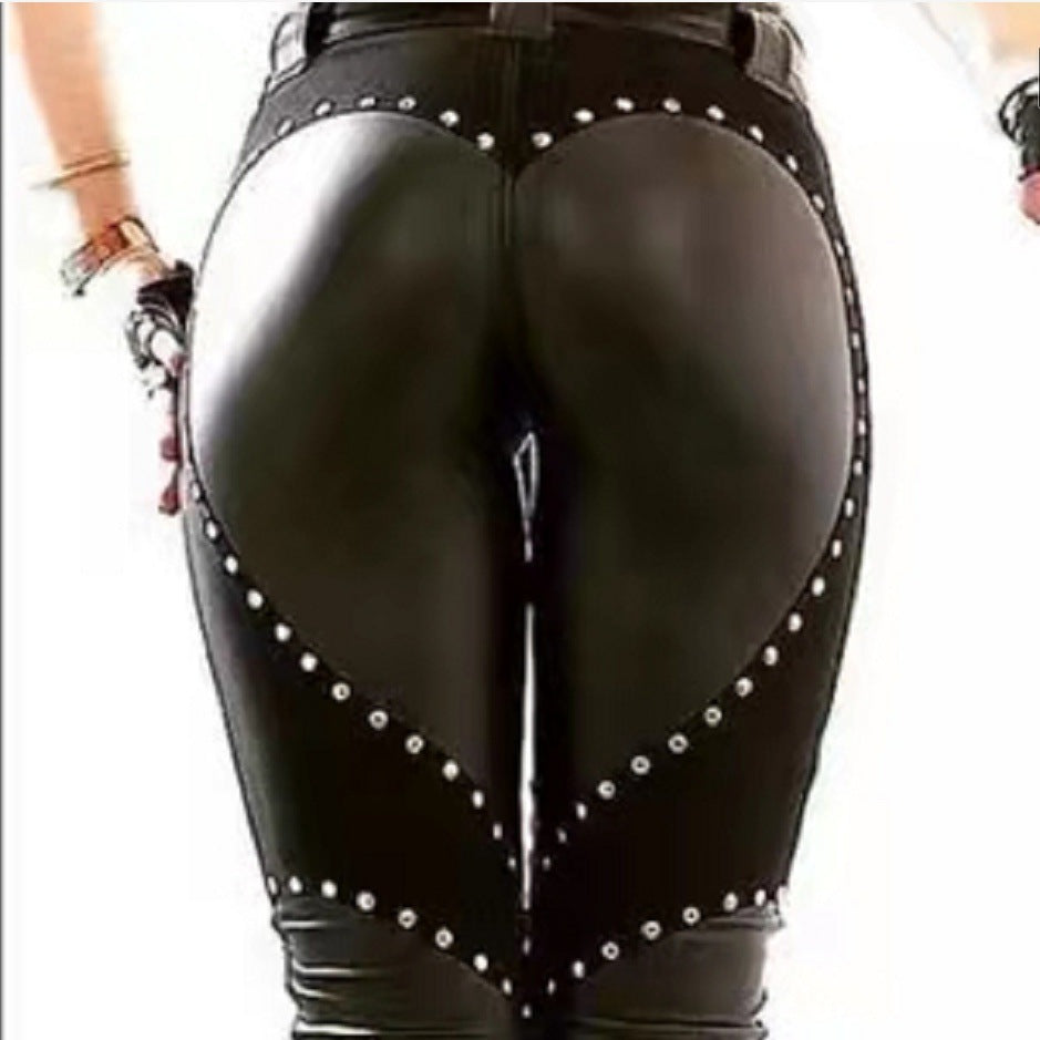 Riveted PU Leather Pants