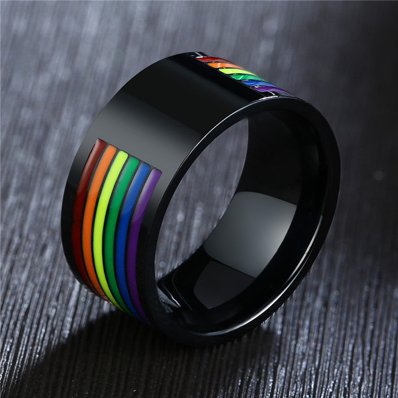 Rainbow stainless steel ring