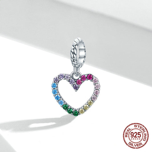 925 Silver Beaded Accessories Rainbow Love Pendant
