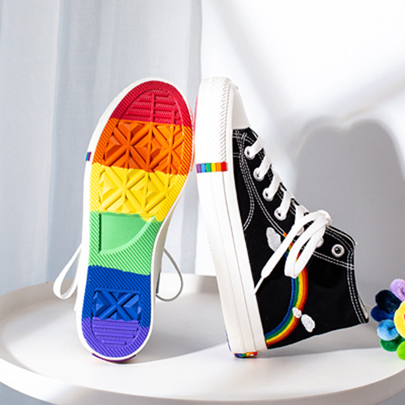 High Top Rainbow Canvas Shoes
