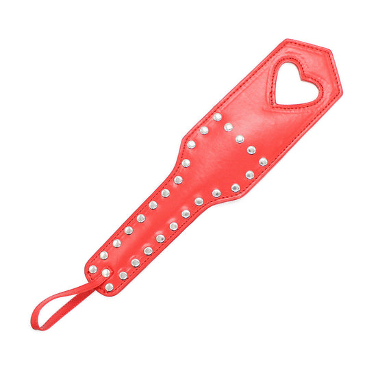 Riveted PU Leather Hollow Heart Paddle