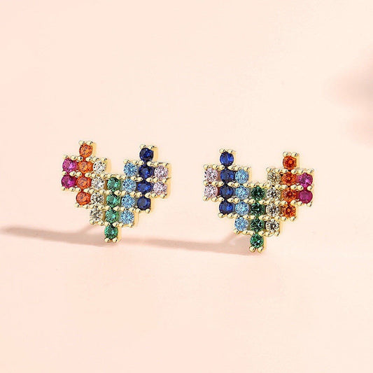 Sterling silver rainbow love earrings for women