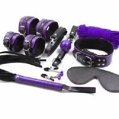 Black And Purple Erotic Bondage 8-piece Set