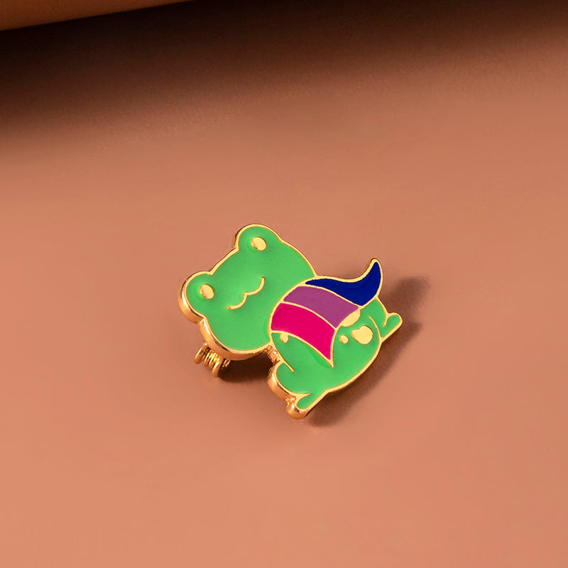 Enamel Bisexual Pride Frog Brooch Pin