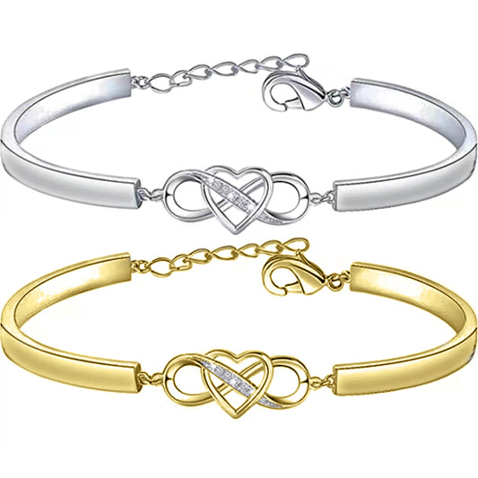 Infinity Heart Poly Love Bangle Bracelets