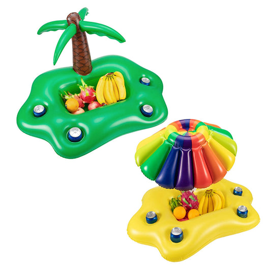 Thick PVC Water Inflatable Rainbow Coconut Tree Ice Bar Inflatable Cup Holder Drink Coaster