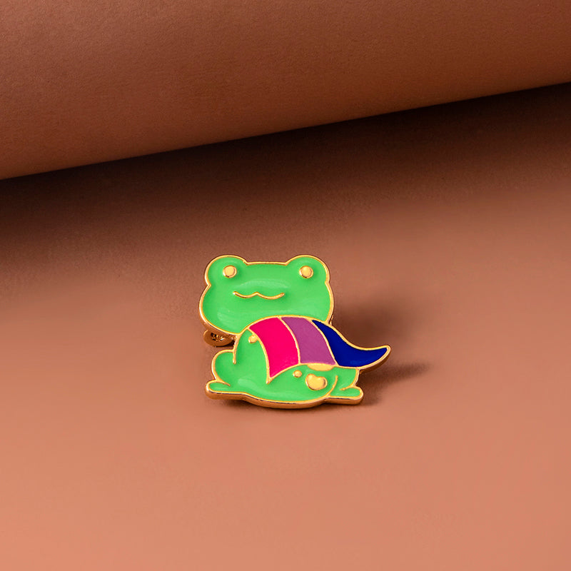 Enamel Bisexual Pride Frog Brooch Pin