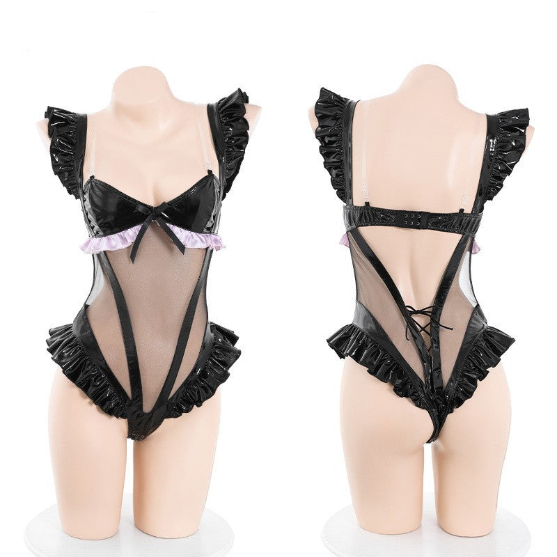 Erotic Patent Leather Kitty Roleplay Lingerie