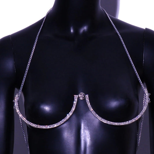 Simple And Versatile Full Diamond Chest Chain Body Chain Female