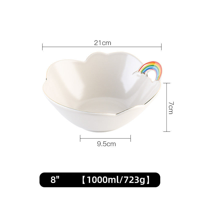 Rainbow Ceramic Breakfast Tableware Household High Value
