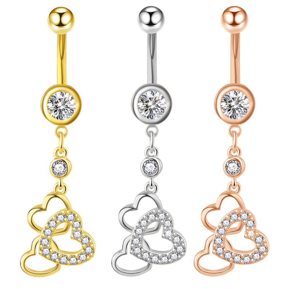 Newly Released Belly Button Ring Fashionable Three-hearted Sexy Belly Button Nail