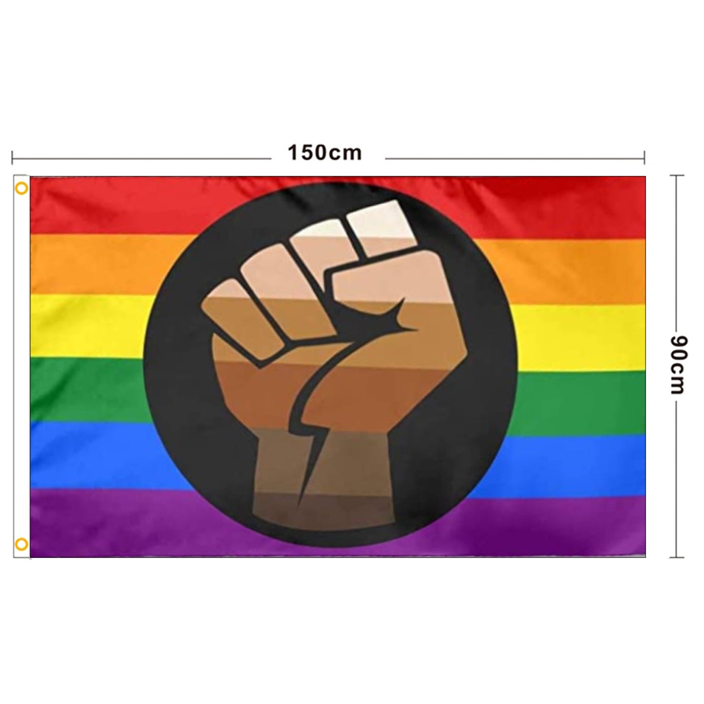 Gay Protest Flag Fist Rainbow Polyester