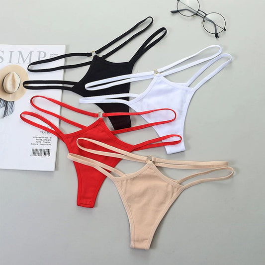 Sheer Bikini Strap Cutout Triangle Low Waist Women's Panties