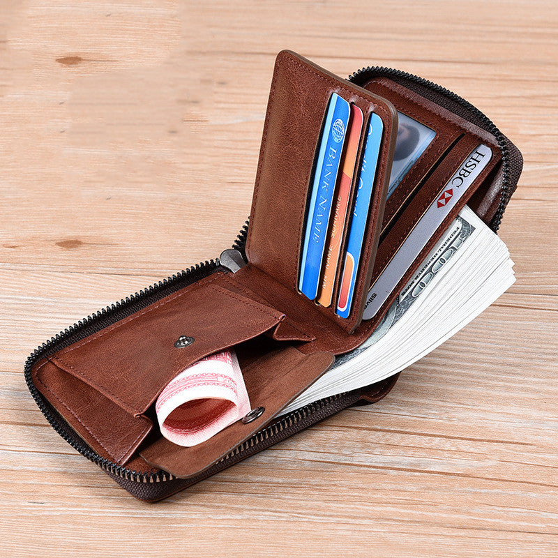 Men's Anti-theft Brush Portable Multifunctional Small Wallet