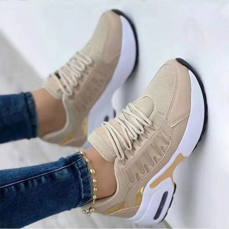 Lace Up Sneakers Women Wedge Heel Running Sports Shoes