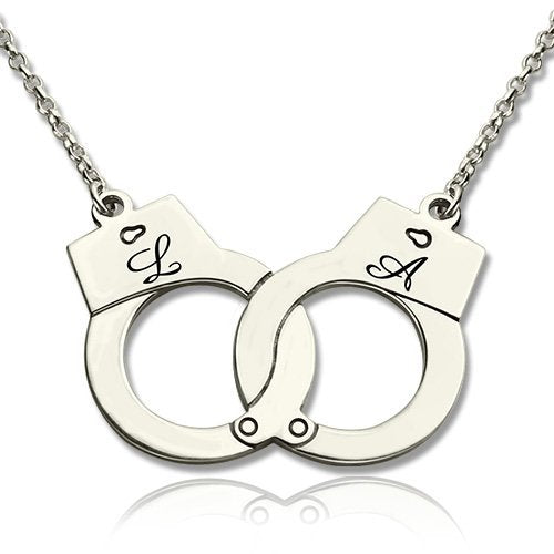 Sterling Silver Personalized Handcuffs Necklace