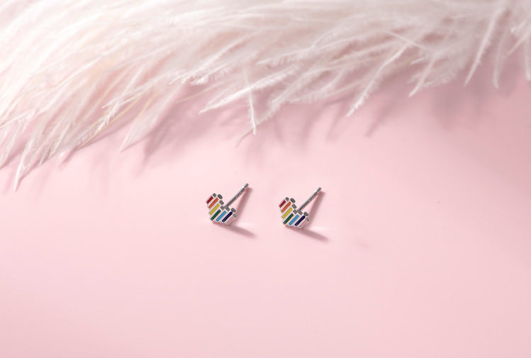 Rainbow Love Heart Earrings