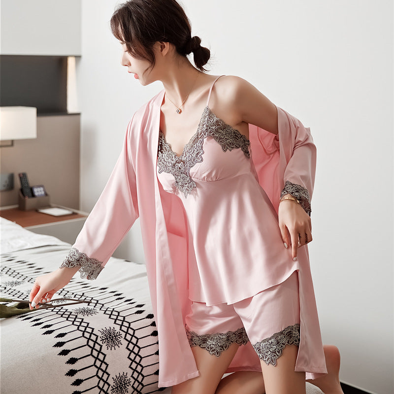 5pcs Pajama Set Women Kimono Robes Sets With Camisole And Pants