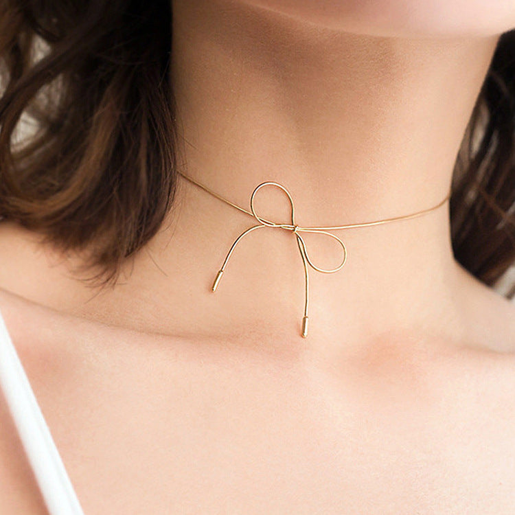 Bow Necklace Short Female Necklace Clavicle Korean Thin Collar Choker