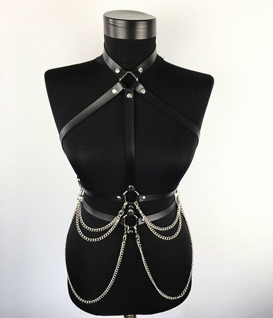 Leather belt chain costumes accessories