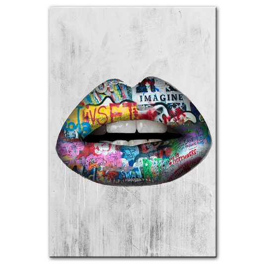 Abstract graffiti lip wall painting