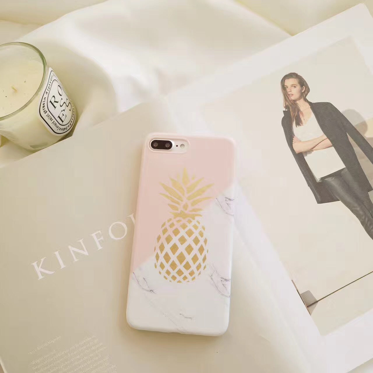 Stitching pineapple marble phone case