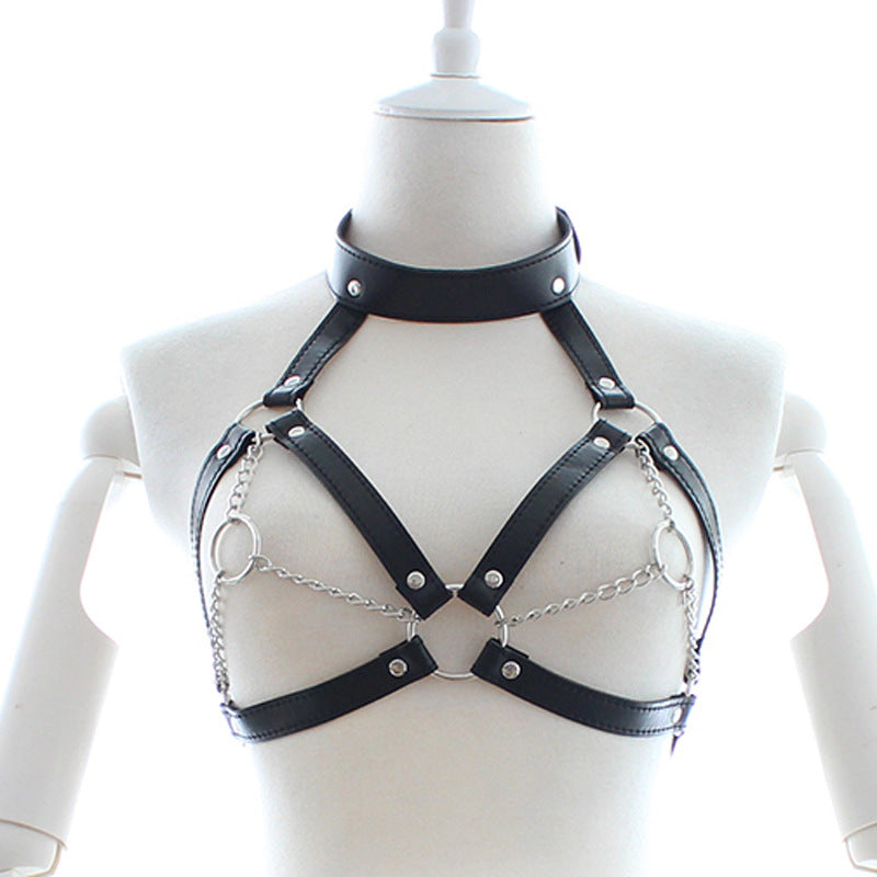 Leather corset chest strap