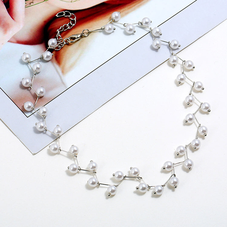 New Charm Simulated Pearl Beads Choker Necklace For Women
