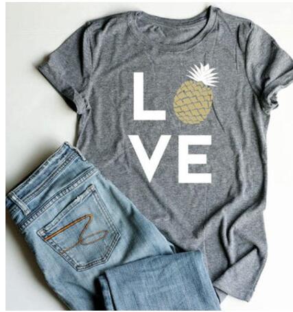 Love pineapple print gray short sleeve