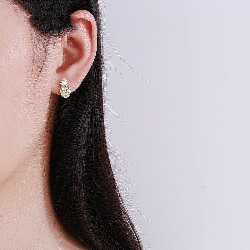 s925 sterling silver pineapple earrings