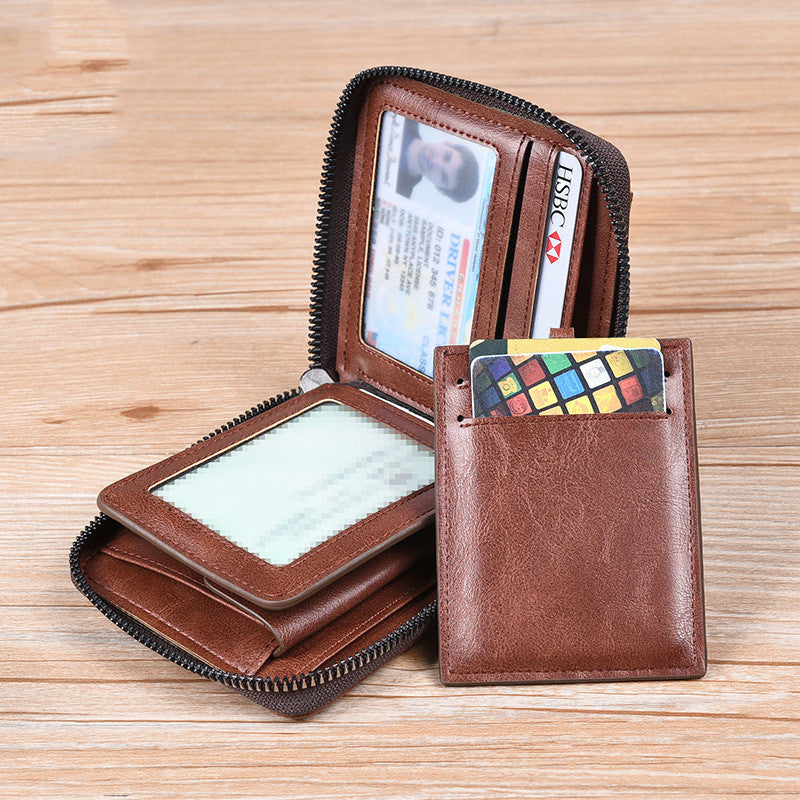 Men's Anti-theft Brush Portable Multifunctional Small Wallet