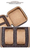Ostrich leather watch bag portable zipper leather watch storage box travel bag