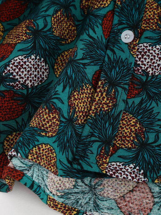 Casual Short-sleeved Pineapple Print Shirt