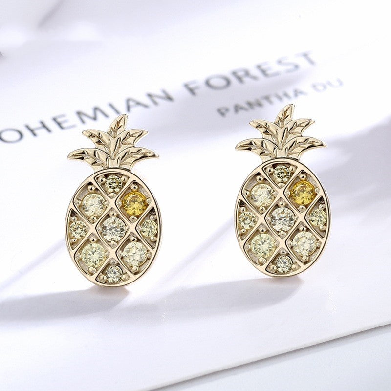 s925 sterling silver pineapple earrings