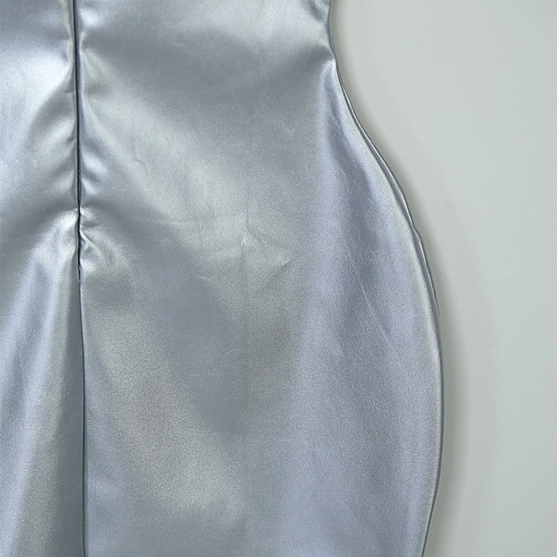 Silver Gold Patent Leather Nightclub Dress