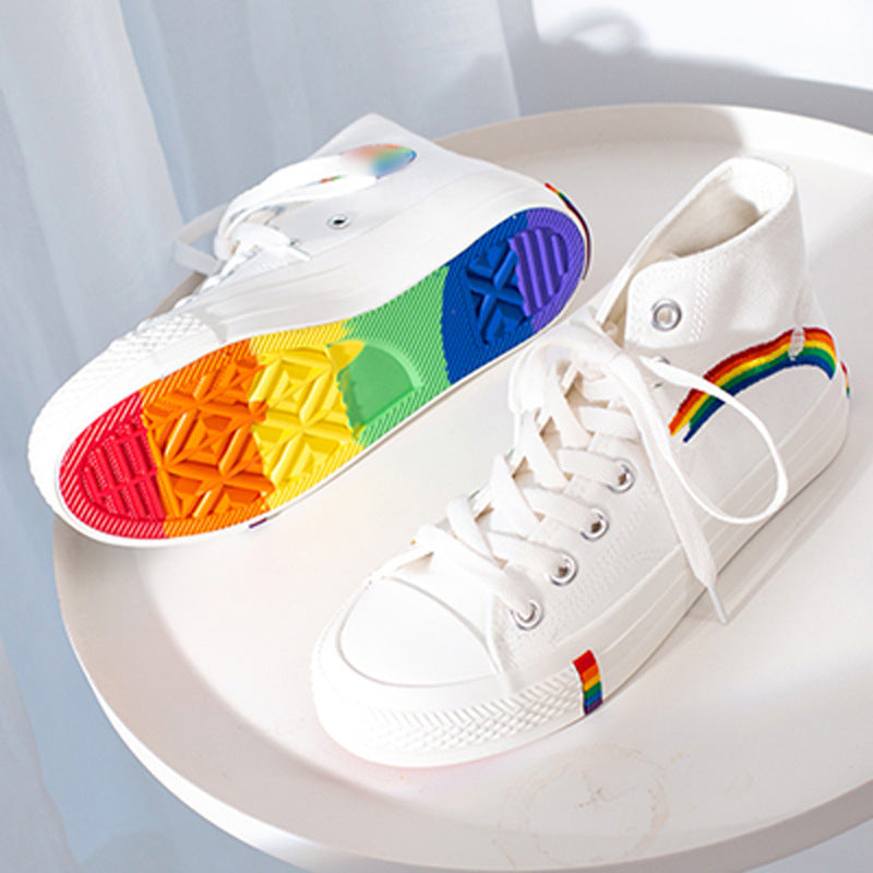 High Top Rainbow Canvas Shoes