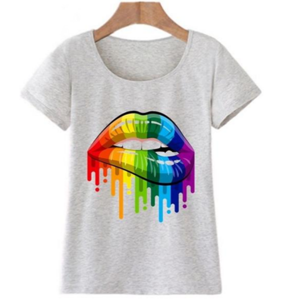 Rainbow Dripping Paint Lips T-Shirt