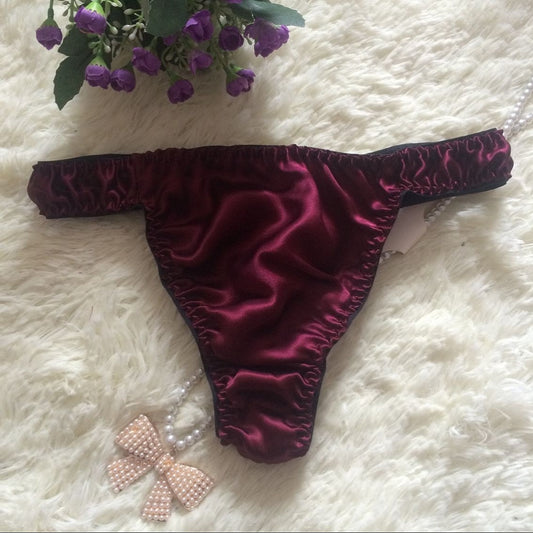 Sexy thong silk couple breathable panties