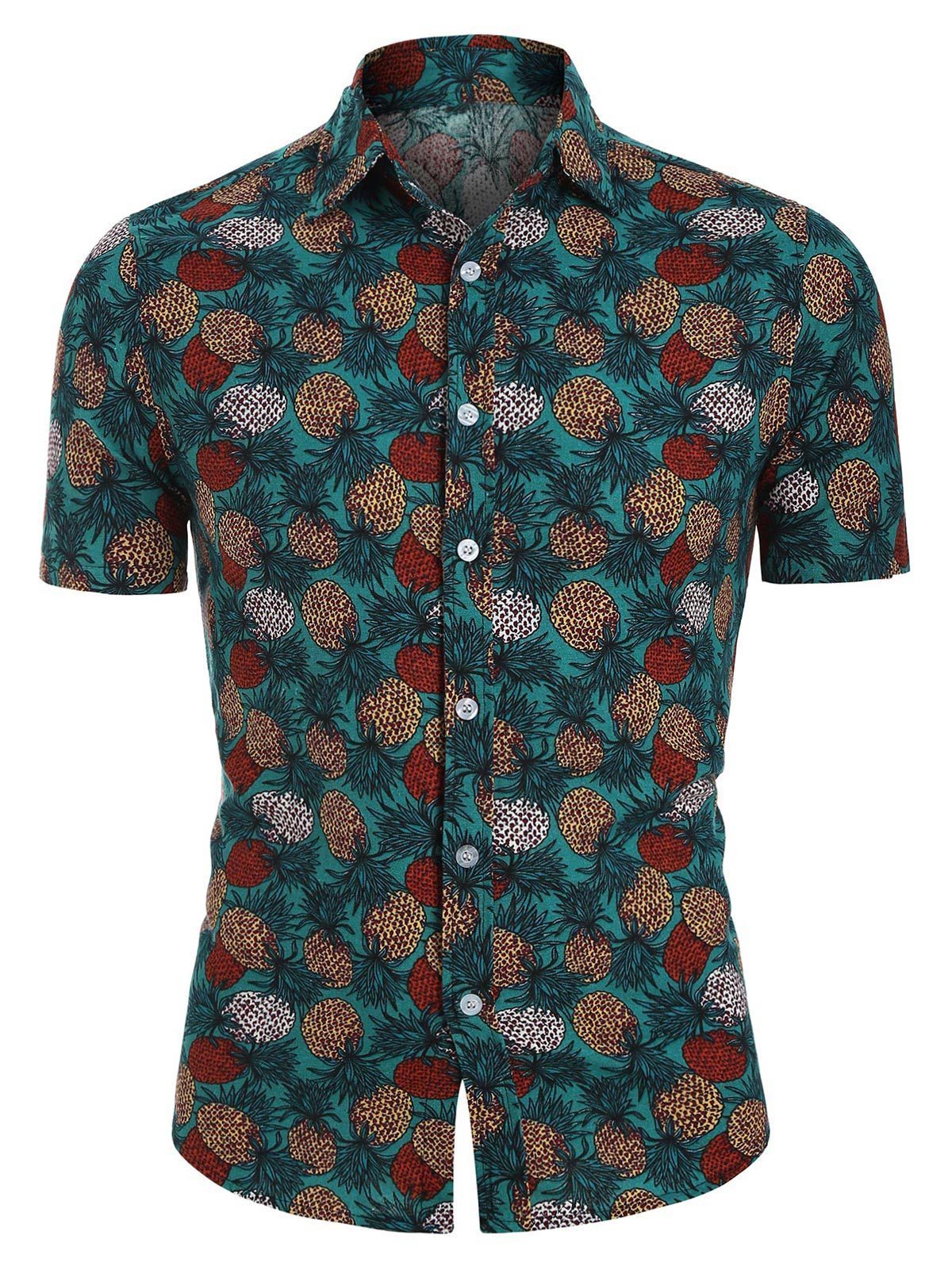 Casual Short-sleeved Pineapple Print Shirt