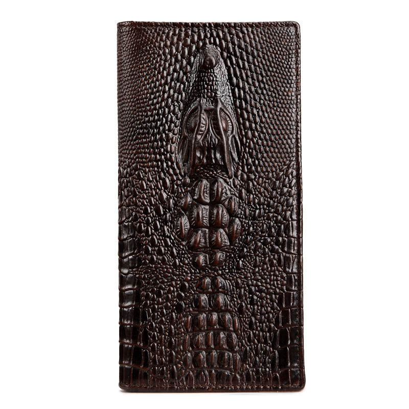 Crocodile-embossed cowhide wallet