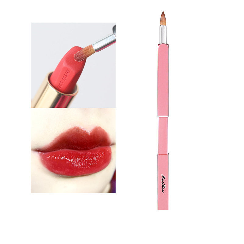 Mint Bear Retractable Portable Lip Brush Rose Fiber Hair Lipstick Brush