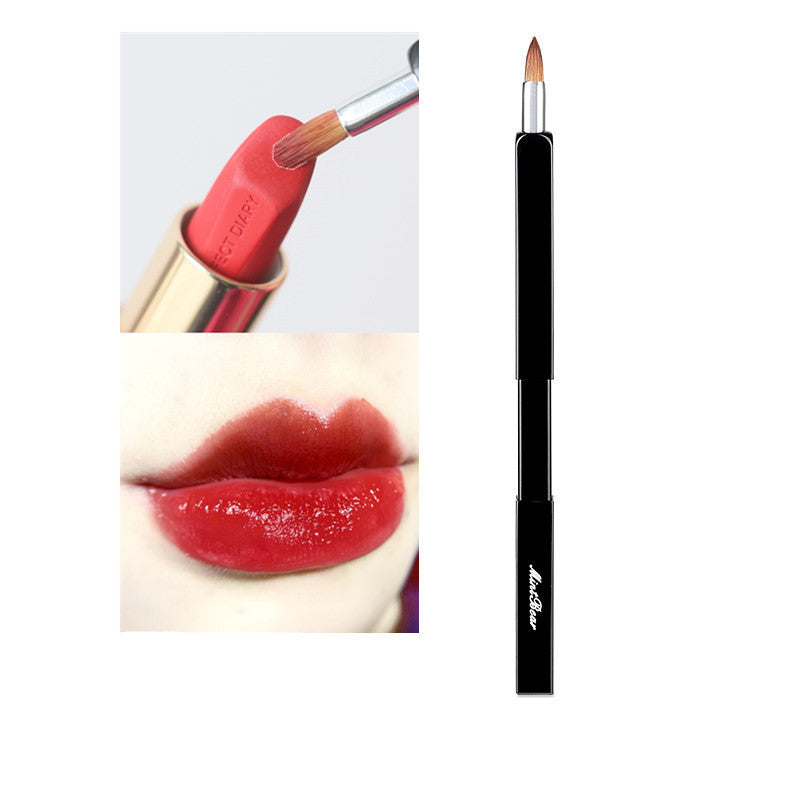 Mint Bear Retractable Portable Lip Brush Rose Fiber Hair Lipstick Brush