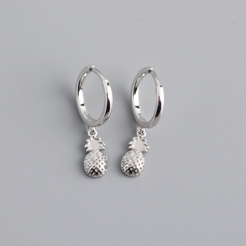 Light Luxury Fashion Diamond Pineapple Shape s925 Sterling Silver Stud Earrings