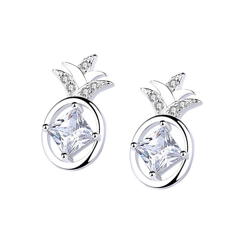 S925 Silver Pineapple Earrings Female Small Fresh Ear Jewelry