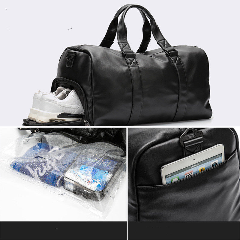Large Capacity Sports Training Bag PU Waterproof Handbag Gym Bag