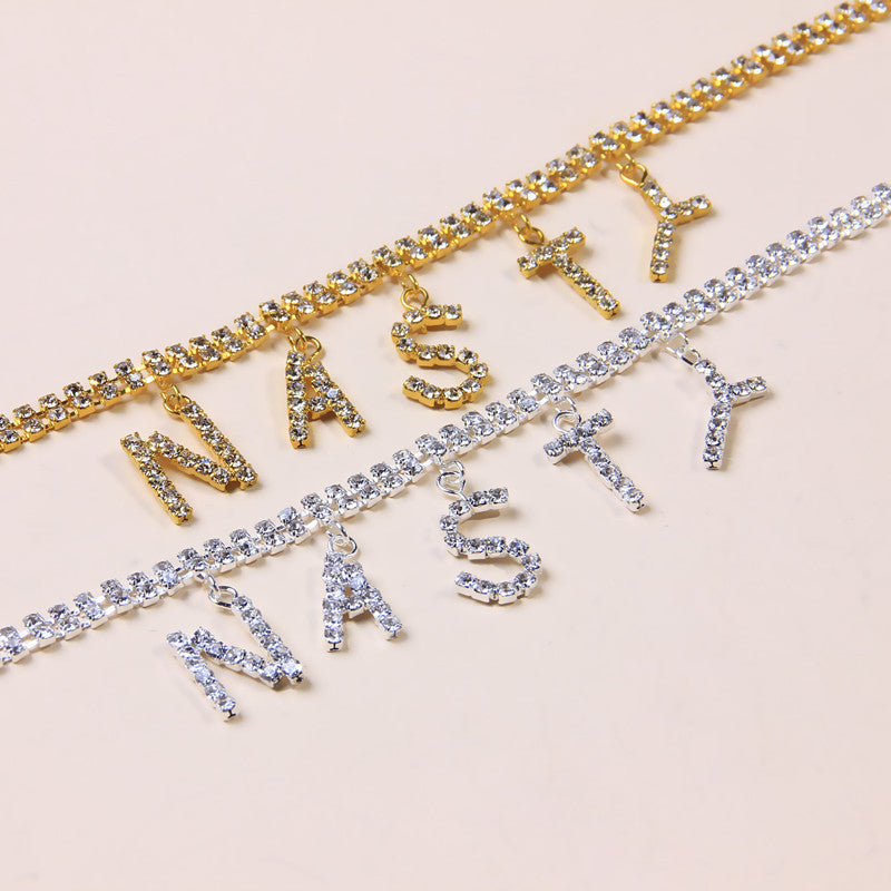 NASTY Letter Anklet Simple Personality Trend Multi-layer