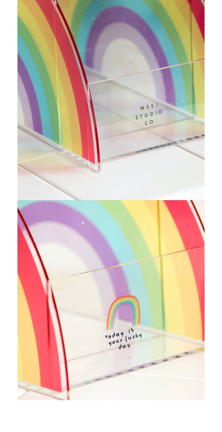 Acrylic RainboPen Holder And Pen Holder Magazine Book Storage Rack Rainbow Tray Nordic Ins Style