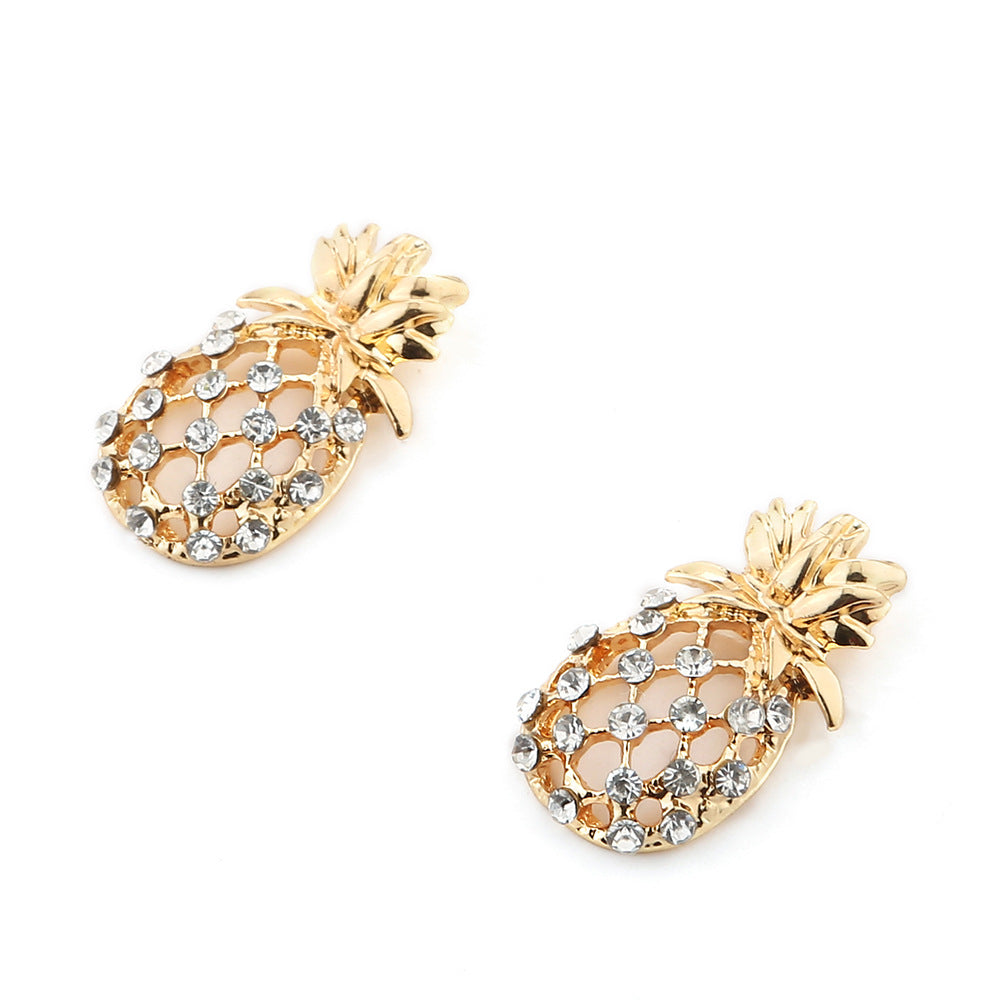 Hollow pineapple accessories fruit earrings Europe and the United States high-grade alloy diamond stud earrings