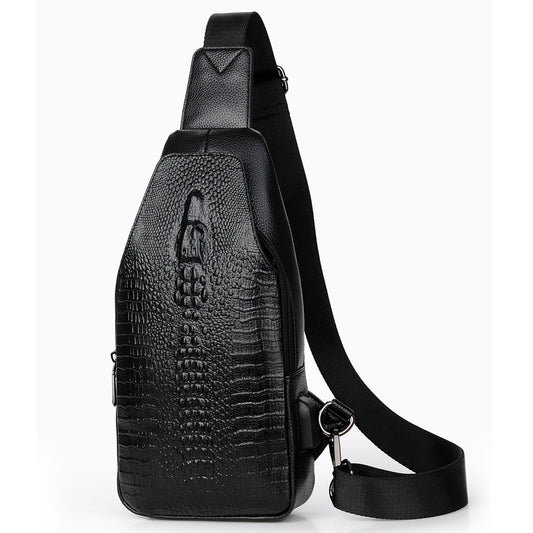 Men's New Crocodile Pattern Chest Bag Shoulder Bag Fashion Trend Messenger Bag